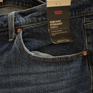 Levi's Ribcage Straight Ankle Jeans - Dark Blue